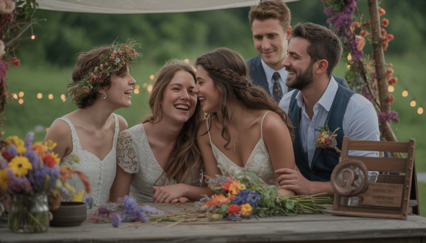découvrez un mariage enchanté à la ferme de balingue, où un festival de couleurs et de tendresse crée une ambiance unique et magique pour célébrer l'amour.